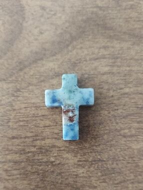 Blue and White Stone Cross Pendant